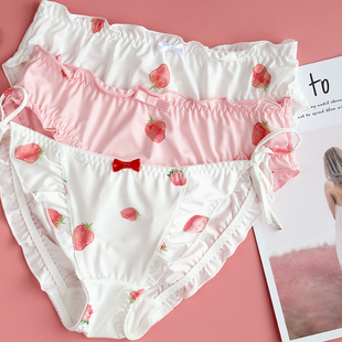 少女内裤 特惠回馈款 大草莓可爱中腰包臀牛奶丝日系甜美三角舒适