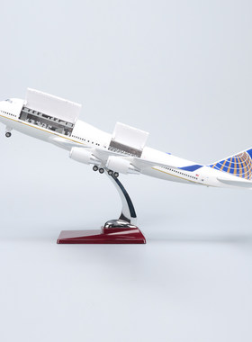 带灯可开舱盖美联航747仿真客机飞机模型航空航模摆件收藏礼物UA