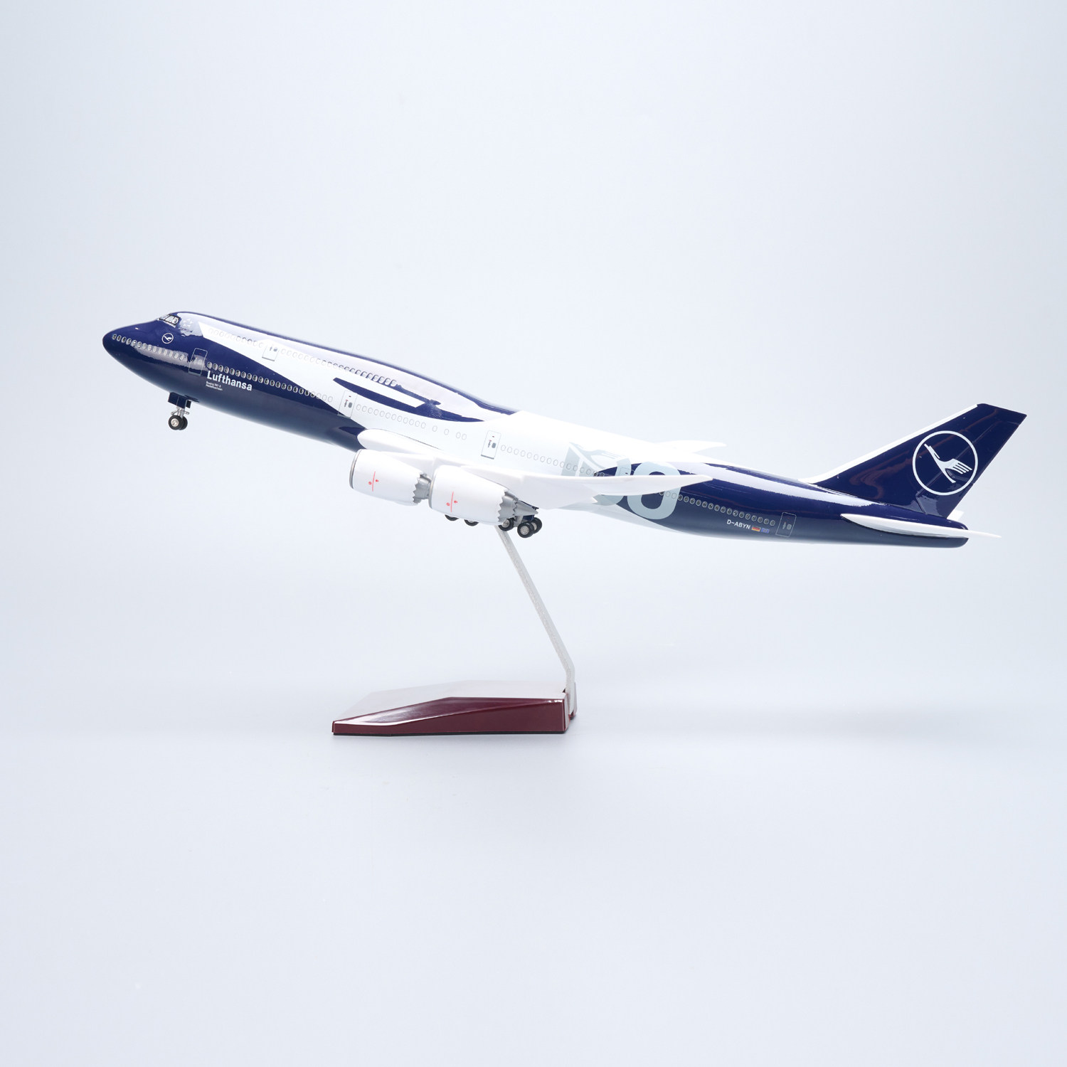 带声控灯47cm汉莎航空747-8飞机模型百年纪念仿真礼品摆件收藏