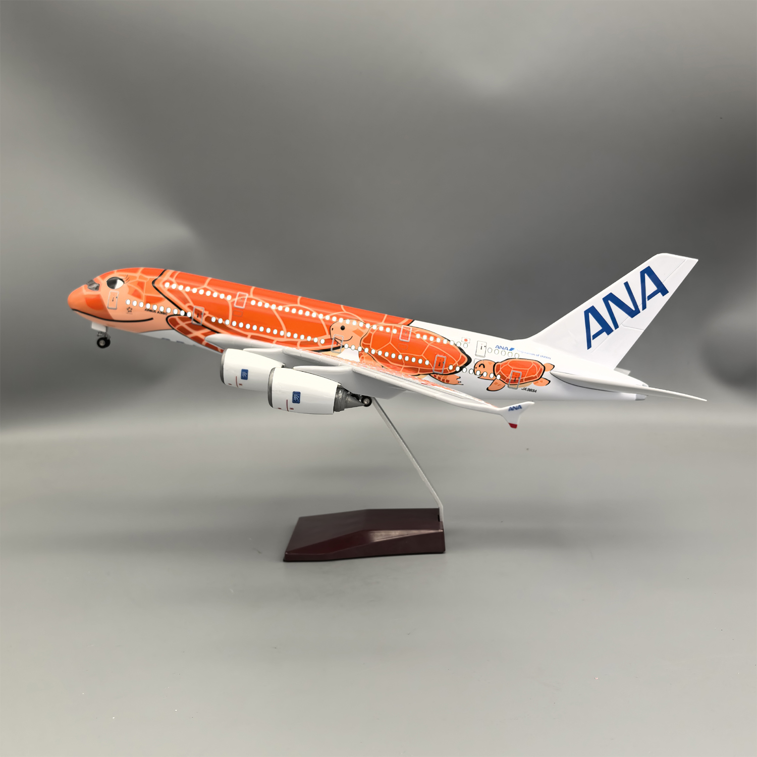 带灯45cm全日空航空橙海龟A380飞机模型客机仿真民航摆件男生ANA