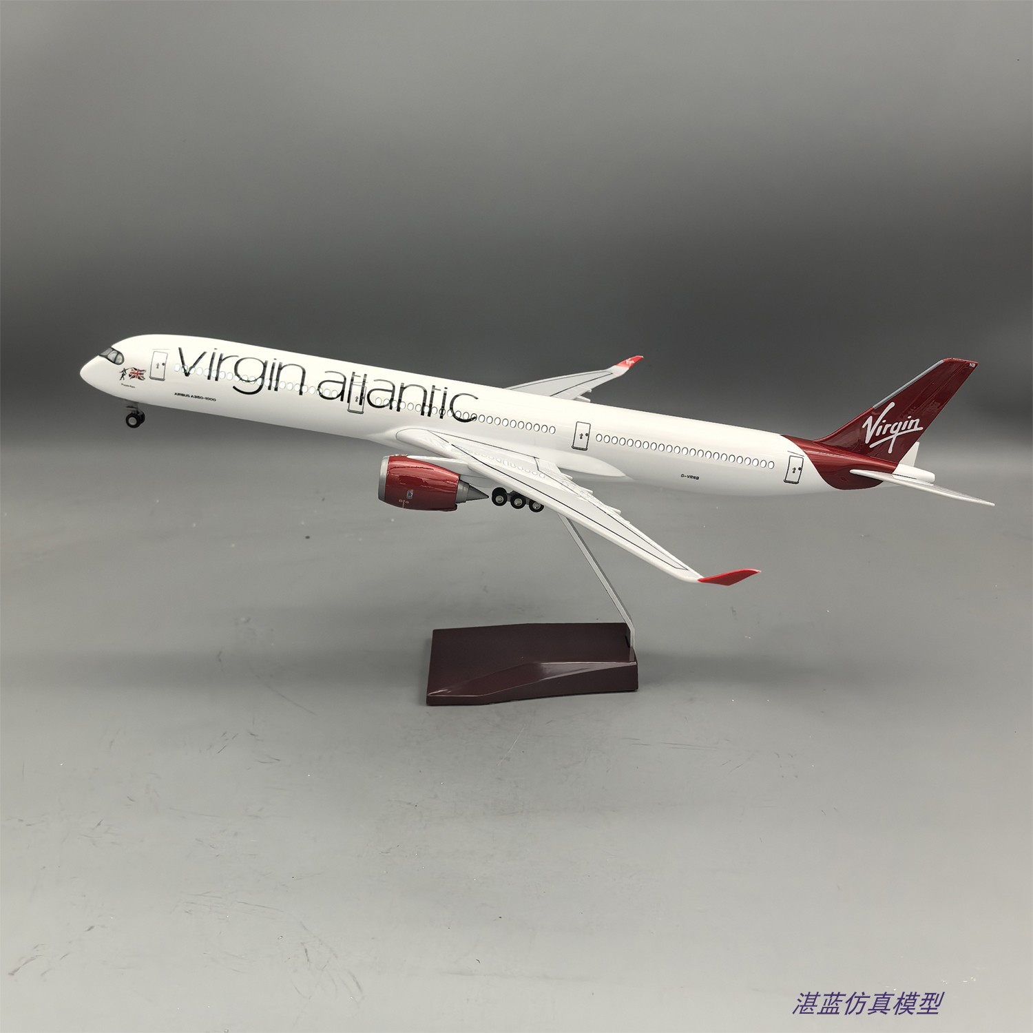 带灯47cm维珍大西洋航空空客A350-1000仿真客机飞机模型摆件收藏