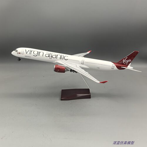 带灯47cm维珍大西洋航空空客A350-1000仿真客机飞机模型摆件收藏