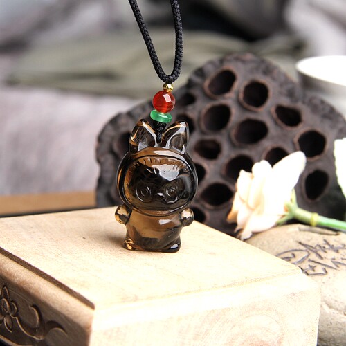 天然茶水晶拉布布吊坠拉布布