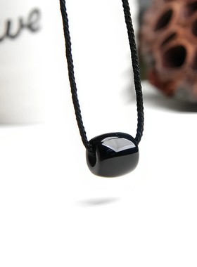 博语黑曜石桶珠挂件鼓珠挂坠