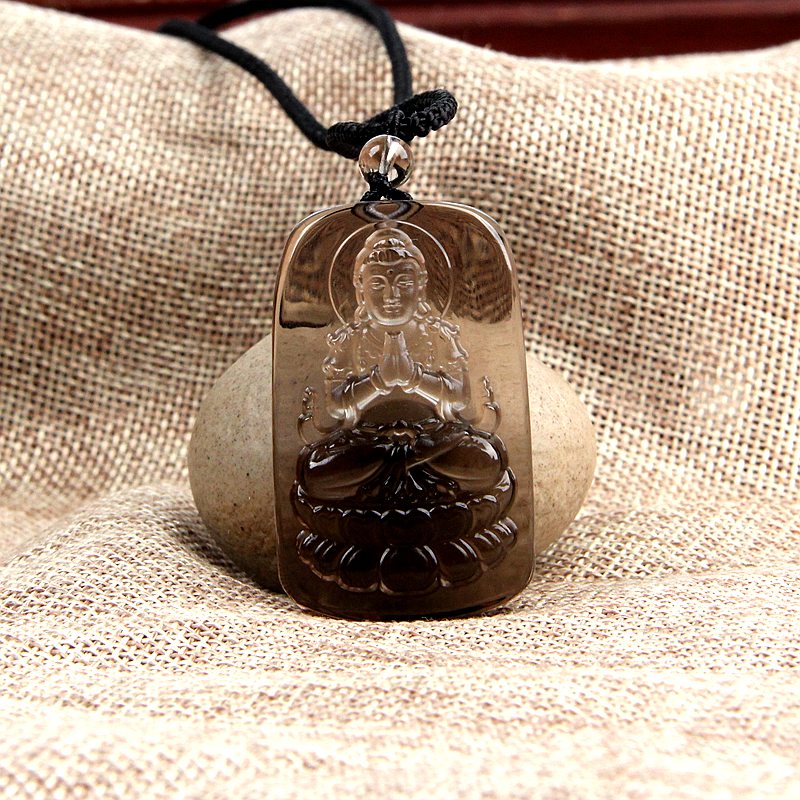 天然茶水晶观音菩萨挂件吊坠项坠