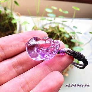 天然紫水晶貔貅吊坠项坠 紫水晶项链吊坠 水晶饰品挂件挂坠 男女款