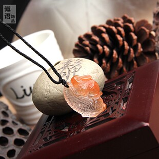 高档天然红兔毛水晶兔子挂件兔挂坠男女款生肖水晶兔吊坠兔项链