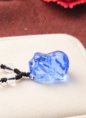 蓝水晶猪项链12生肖猪男女款吊坠