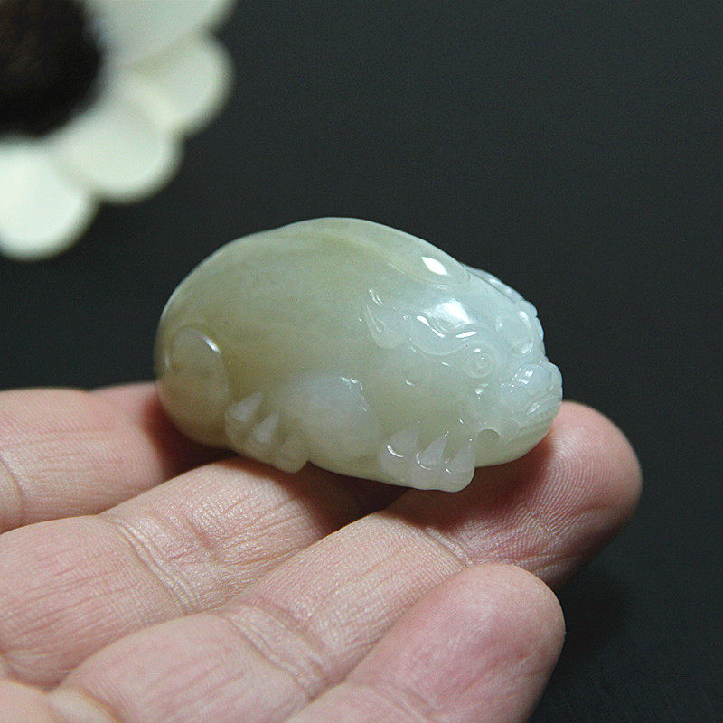 天然和田玉貔貅吊坠挂坠 糖白玉貔貅吊坠项坠 男女款貔貅挂件