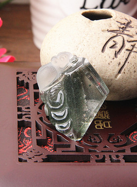 精雕天然绿幽灵水晶老鼠吊坠鼠项
