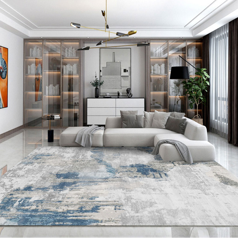 仿羊绒地毯客厅2023新款轻奢高级北欧蓝色茶几毯简约现代卧室地垫