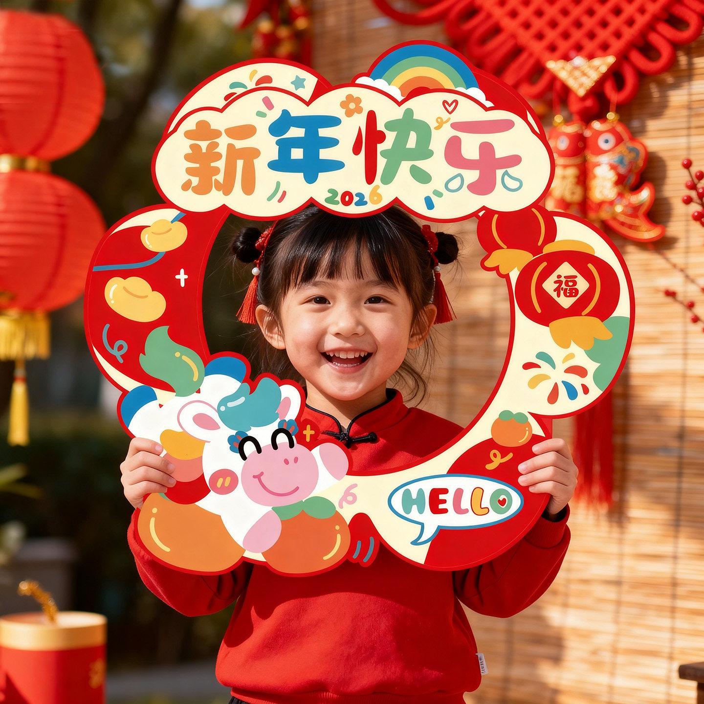 2026新年装饰品马年迎新氛围布置幼儿园儿童手举拍照相框打卡道具,节庆用品/礼品,节日装扮用品,淘宝优惠券,粉丝福利购,淘宝优惠卷