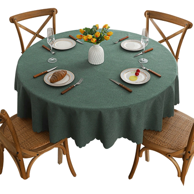 至佑简约棉麻布艺防水防油圆桌布