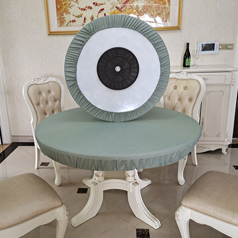双层圆桌桌布防水防油免洗PVC现代简约家用圆形桌垫转桌台布餐布