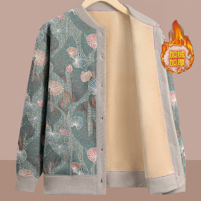 秋冬装中老年加绒厚印花立领开衫卫衣大码女装绒衫羊羔绒妈妈外套,女装/女士精品,中老年女装,淘宝优惠券,粉丝福利购,淘宝优惠卷