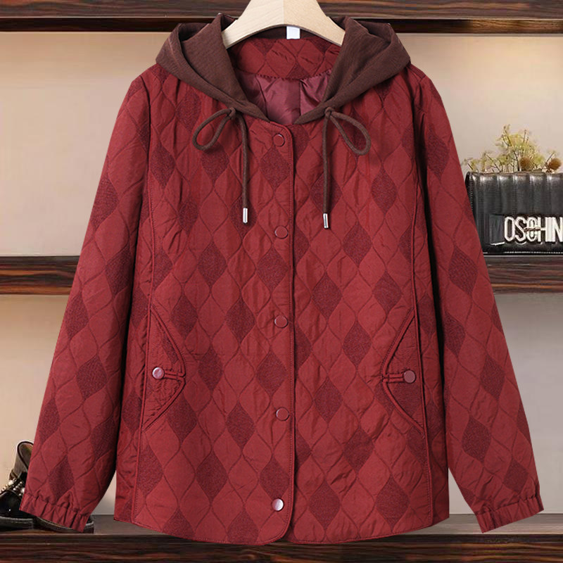 春装妈妈薄款外套时尚连帽宽松夹克衫中老年女装洋气奶奶春秋上衣