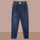 休闲牛仔裤 春秋装 中年妈妈装 高腰水洗小脚裤 子 加肥加大码 长裤 女装