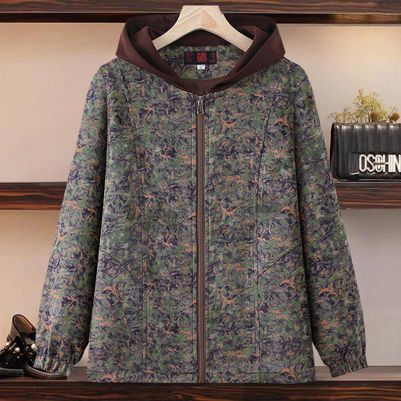 秋装新款印花夹克衫上衣老年人连帽休闲棒球服妈妈衣服春秋短外套,女装/女士精品,中老年女装,淘宝优惠券,粉丝福利购,淘宝优惠卷