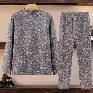 女 老奶奶百搭套装 加绒加厚妈妈打底衫 保暖衣两件套中老年秋衣秋裤