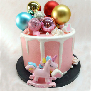 情景生日摆件蛋糕装饰亮光球磨砂球蛋糕装饰派对圣诞蛋糕装饰布置