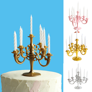 创意mini迷你塑料烛台生日蜡烛插件网红派对布置蛋糕装饰摆件