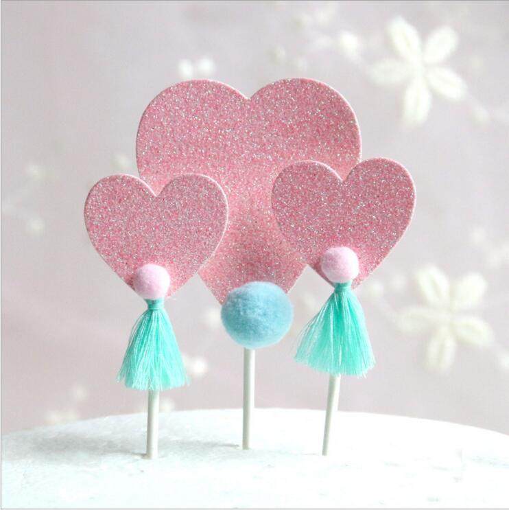 新款梦幻闪粉 小清新 爱心流苏绒球 蛋糕装饰 插牌插件插旗,节庆用品/礼品,节日装扮用品,淘宝优惠券,粉丝福利购,淘宝优惠卷