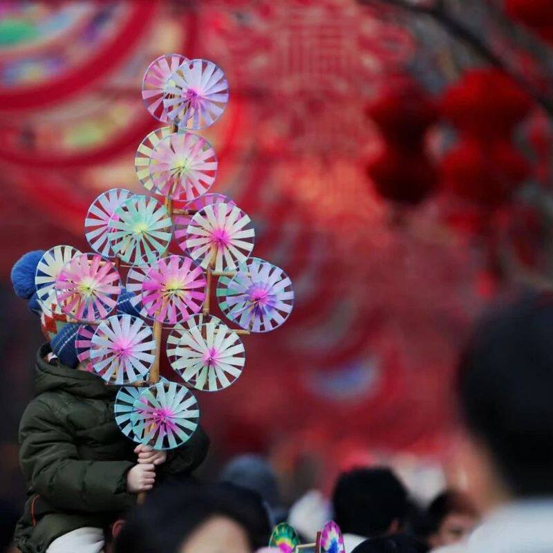 老北京大风车传统工艺十鼓二十轮北京地坛龙潭庙会民俗老玩具非遗