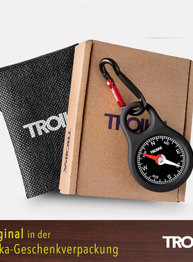 德国TROIKA户外指南指北针便携式钥匙扣登山越野探险高精度小罗盘