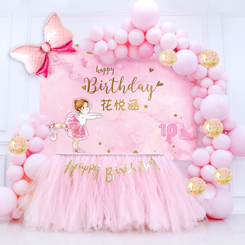 生日背景墙布置男宝宝周岁女儿童派对装饰成人浪漫油画布海报定制