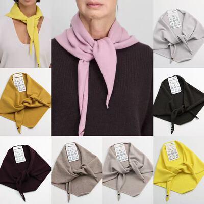 外贸尾 原 单 北欧小众出口荷兰 高定羊绒纯色女士冬季三角巾围巾