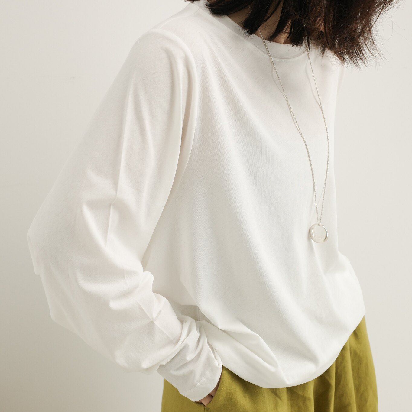 慵懒风日式贵牌春夏强捻棉针织防晒长袖T恤女宽松基础款松弛上衣