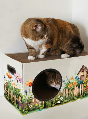 猫窝狗窝小木屋趣味贴纸创意饲养箱造景装饰贴画防水耐磨壁纸diy