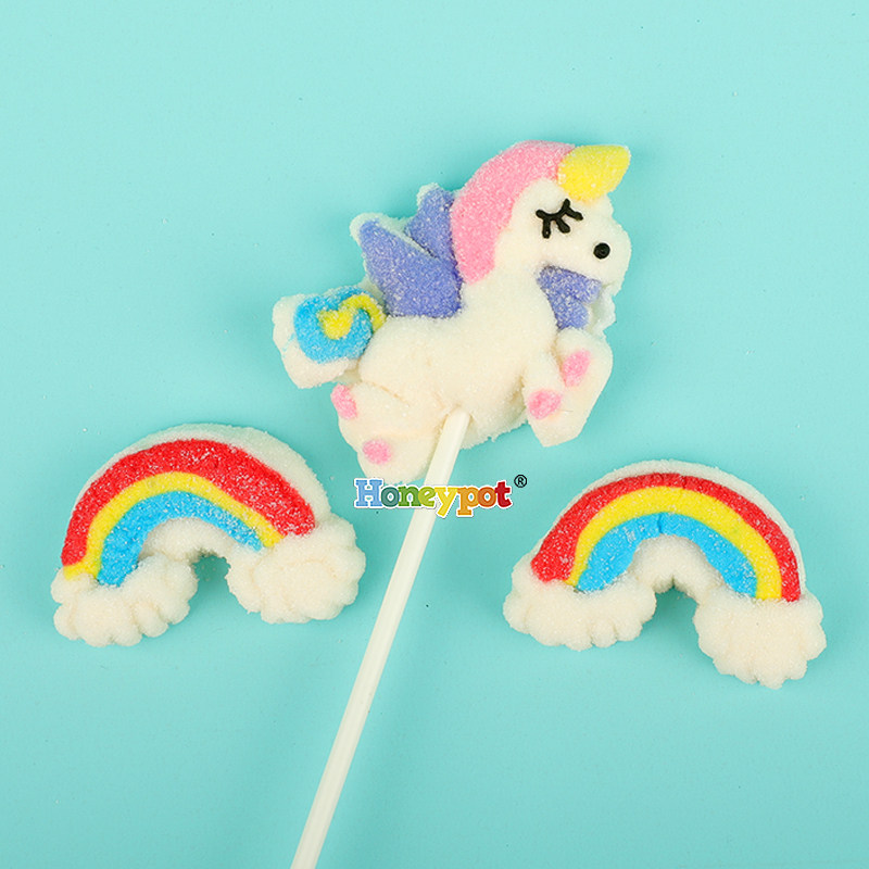 ins独角兽彩虹棉花糖棒棒糖卡通小马烘焙蛋糕装饰棉花糖网红糖果