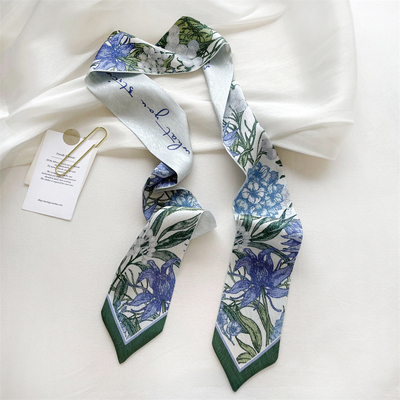 设计师手绘小众丝巾女植物花卉