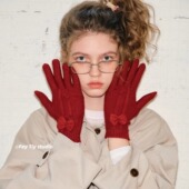 可触屏蝴蝶结手套女2025秋冬新款 feytiy 含羊毛 保暖百搭五指护手
