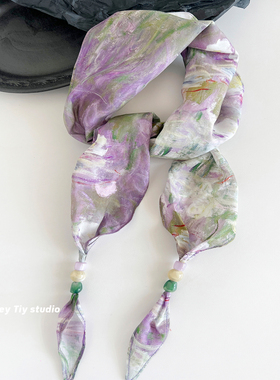 feytiy 莫奈花园 串珠菱形腰果丝巾裙帘女春夏季新款百搭装饰领巾