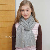 feytiy 保暖加厚百搭围脖 麻花针织围巾男女情侣秋冬季 含羊毛 经典