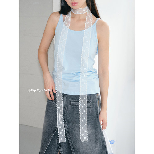 星星蕾丝法式百搭丝巾春夏季