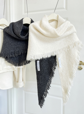 feytiy 软绵绵 小羊毛卷质感三角巾披肩女秋冬保暖针织外搭斗篷韩