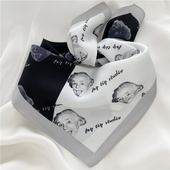 学生 饰领巾韩版 对立灵魂 黑白甜酷方巾女丝巾发带绑包包多功能装