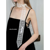 feytiy 小众设计超仙意式 蕾丝丝巾发带女春夏长条领巾绑发飘带韩