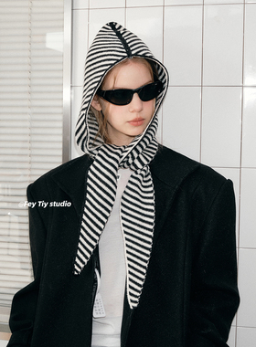 coolgirl一体式巴拉克法帽连帽围巾针织帽休闲假领多功能秋冬韩版