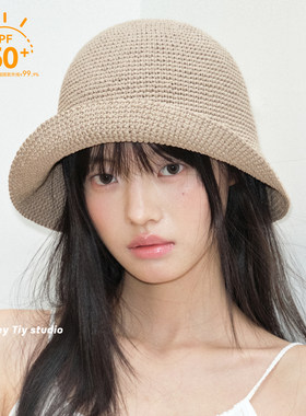 松弛感日系纸草可翻边渔夫帽草帽