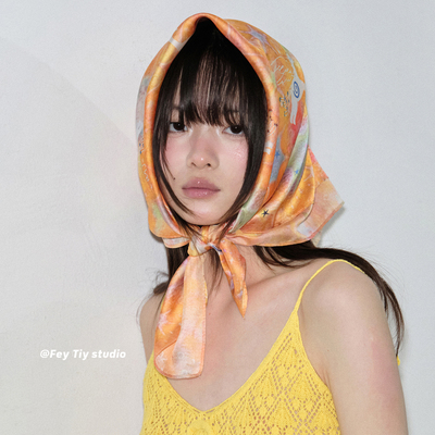 Orange炙热橙色原创丝巾方巾