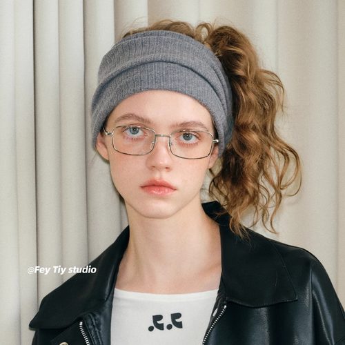 宽版时髦运动风针织发带保暖