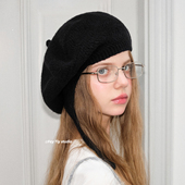 feytiy 显脸小时髦复古针织贝雷帽女秋冬百搭画家帽蓓蕾帽 纯羊毛