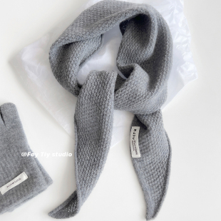 饰秋冬护颈围脖小披肩 软乎乎针织三角巾外搭装 feytiy 100%纯羊毛