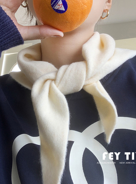 英国原单小众品牌三角巾含羊绒小围巾女秋冬季舒适亲肤护颈小围脖