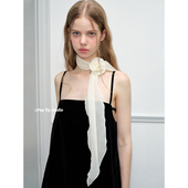 百搭装 发带辣妹少女春夏新款 饰领巾 纯欲风纯色玫瑰花丝巾 feytiy