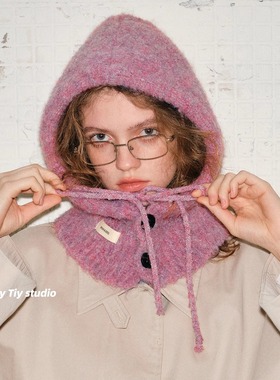 feytiy 古早感 巴拉克拉法帽2025新款秋冬保暖帽子围脖一体毛线帽